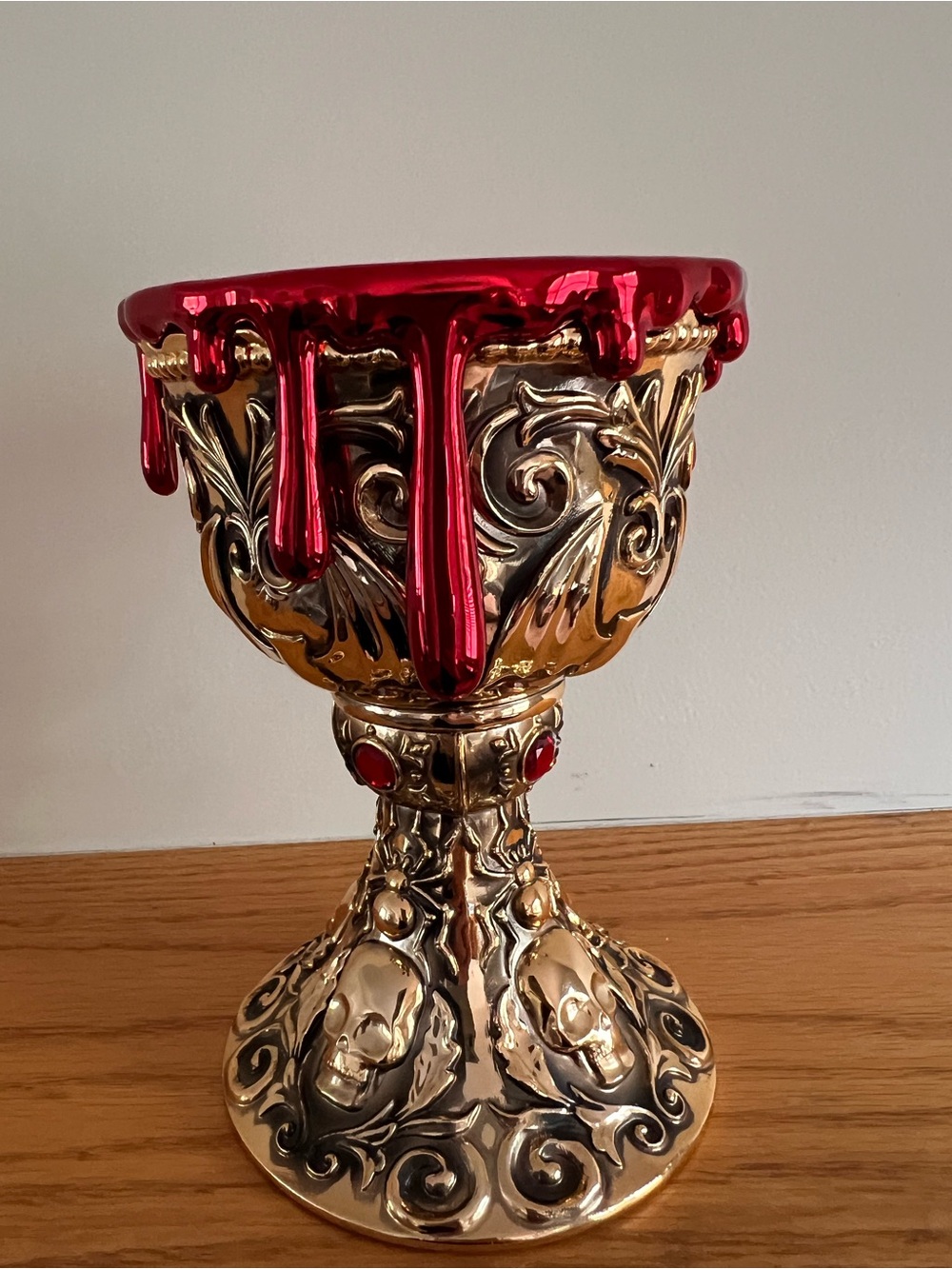 Bath Body Works Chalice Cup Gothic Skull Whimsygoth Goth 3 Wick Candle Holder - Picture 6 of 10